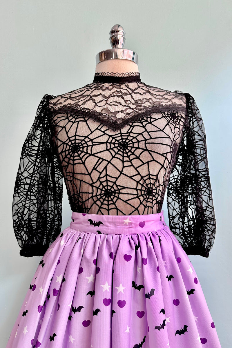 Black Lace Spiderweb Mourning Top by Ains and Elke