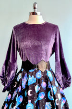 Purple Velvet Balloon Sleeve Top by Compania Fantastica