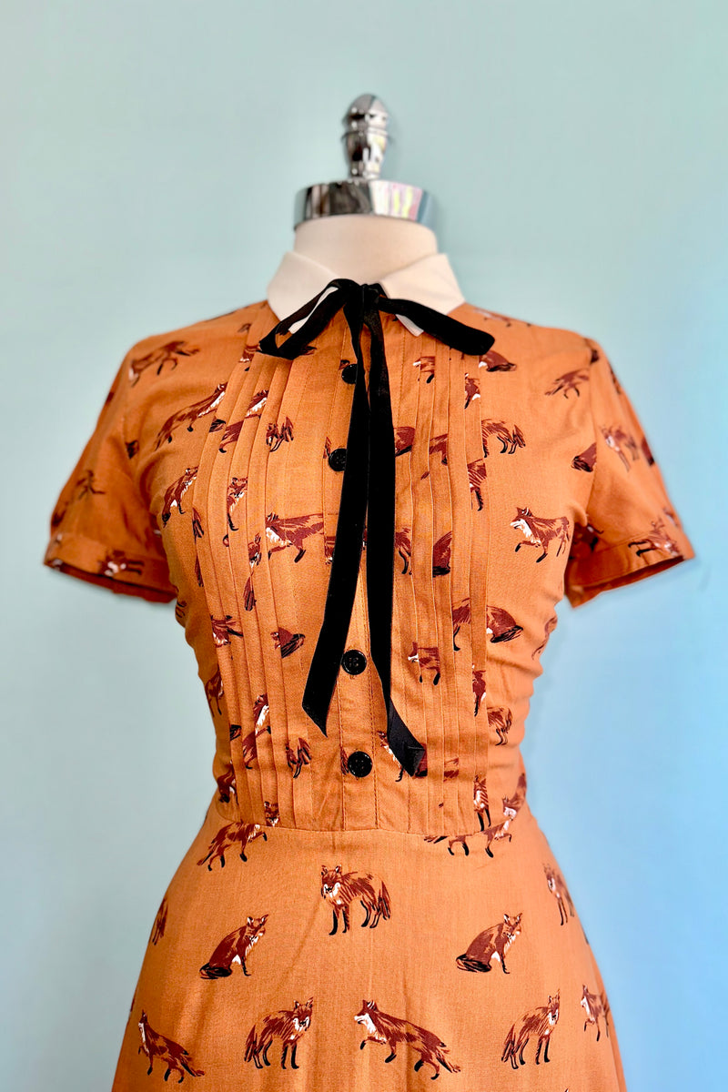 Vixey Fox Dress in Caramel by Hell Bunny