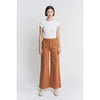 High Waisted Double Button Twill Pants in Cinnamon by Mica Denim