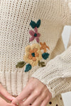 Embroidered Floral Ivory Pullover Sweater