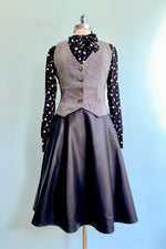 Daphne Faux Leather Black Full Skirt by Banned