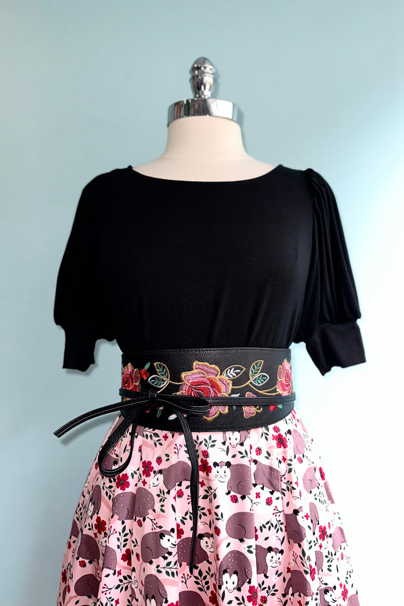 Black Soft Puff Sleeve Crop Top