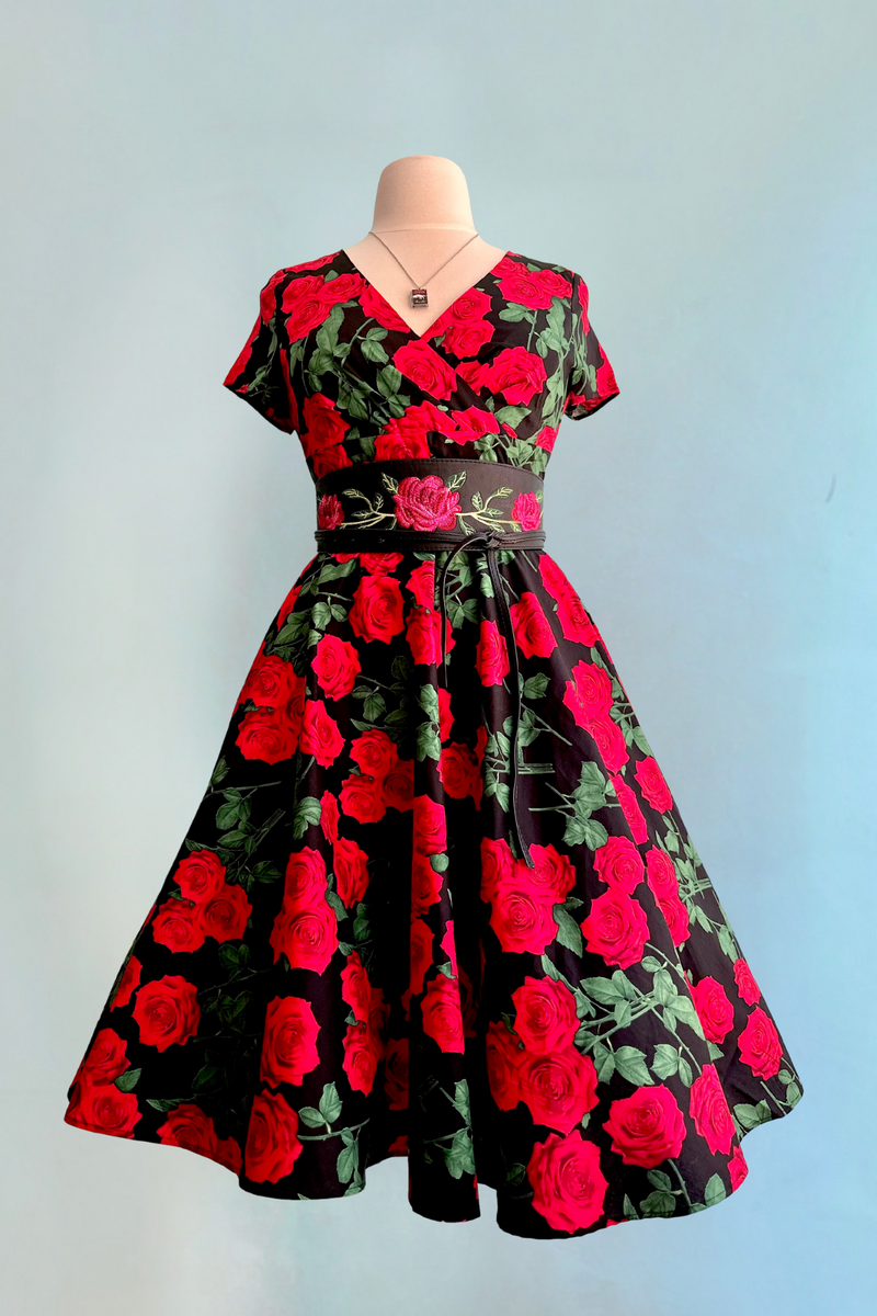 Red Roses Dolce Vita Dress by Hell Bunny