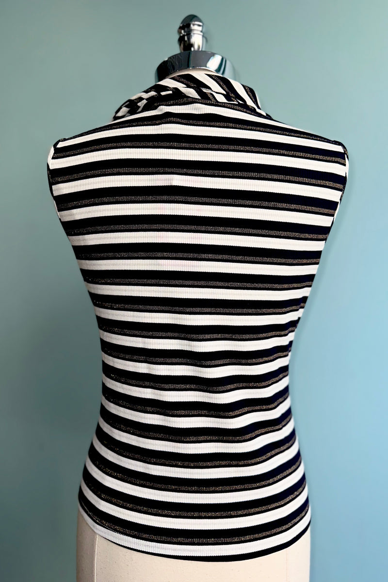 Navy and White Cowl Neck Tank Top
