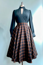 Navy and Rust Check Sophie Skirt by Timeless London