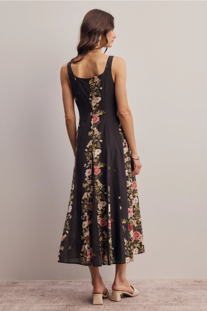 panel midi dress Black Floral Panel Midi Dress X-Large