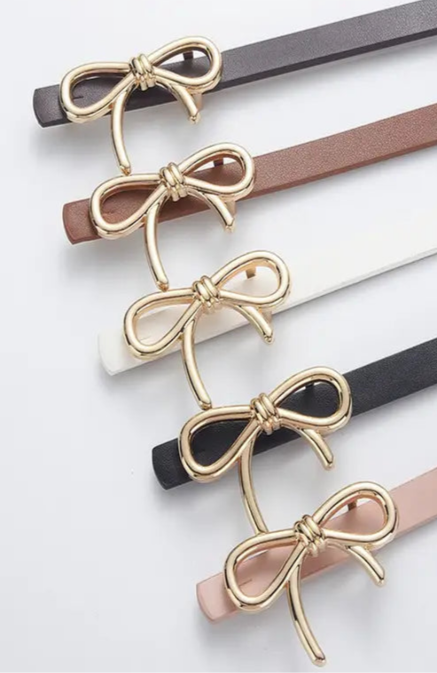 Skinny Gold Bow Belt in Multiple Colors