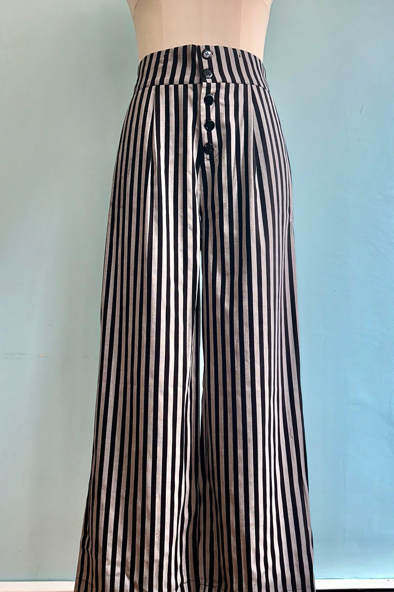 Striped High Waisted Suspender Pants by Voodoo Vixen