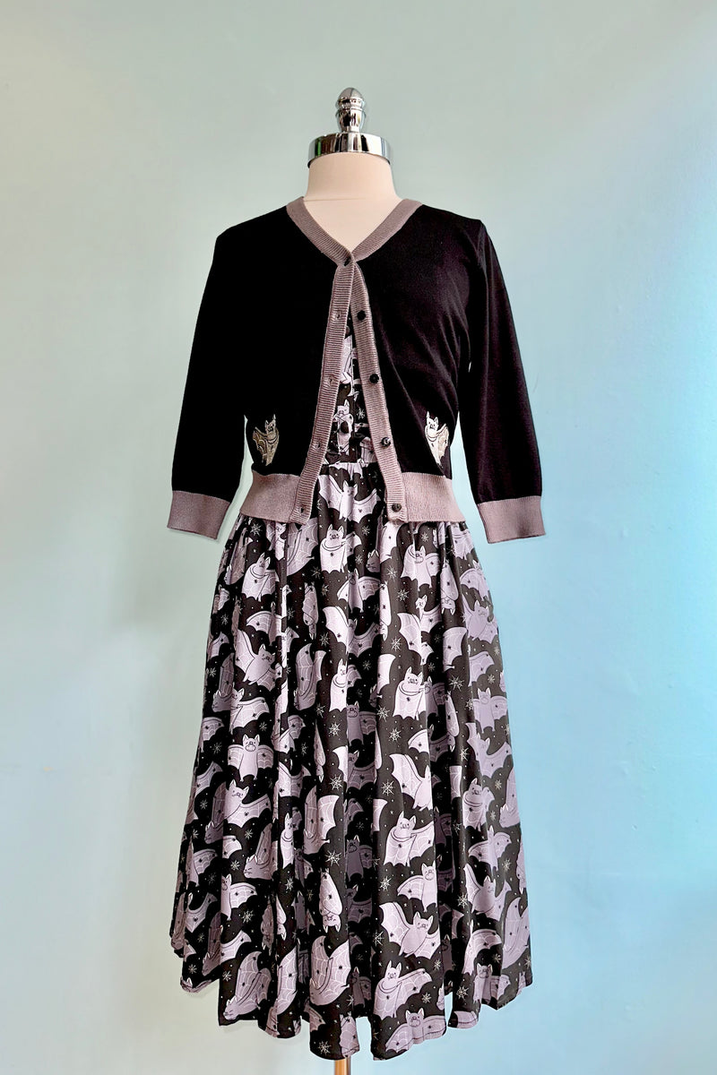 Moonlit Bats Embroidered Skye Cardigan by Miss Lulo