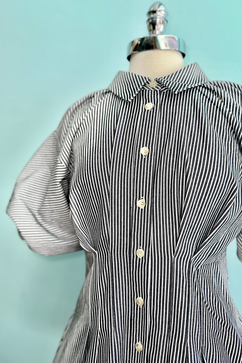 Black Striped Button Down Mini Dress  Modern Millie