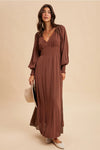 Lace Panel Maxi Dress in Mocha