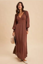 Lace Panel Maxi Dress in Mocha