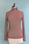 Rust Striped Jersey Turtleneck Top