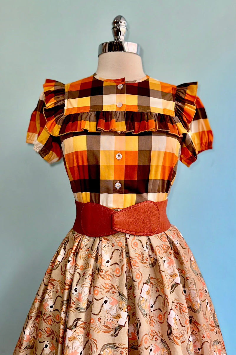 Darlene Orange Plaid Top by Hell Bunny