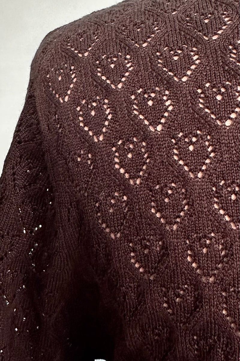 Black Heart Scalloped Edge Cardigan Sweater by Voodoo Vixen