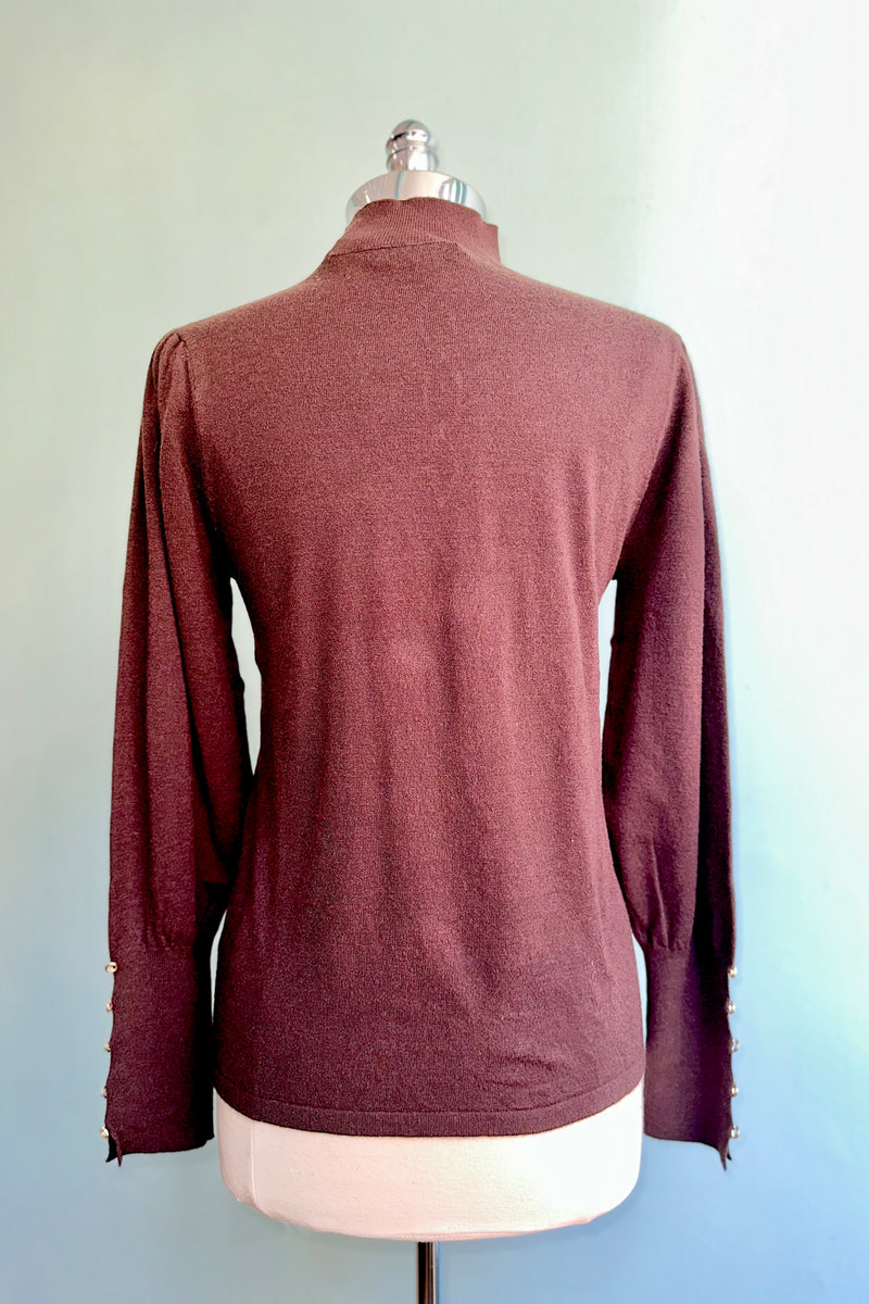 Chocolate Brown Keyhole Sweater by Molly Bracken