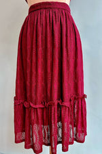 Burgundy Lace Rhea Skirt by Hell Bunny