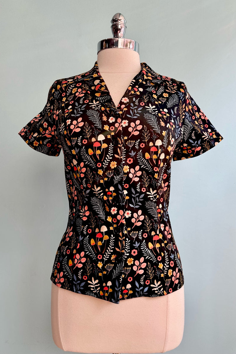 Ditsy Mushroom Short Sleeve Shirt by Eva Rose