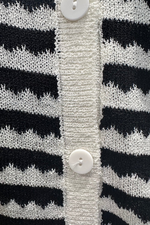 Black and White Cropped Collared Cardigan by Compania Fantastica