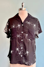 Grungy Spider Button Down Top by Hell Bunny