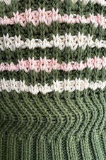 Green and Pink Contrast Stitch Sweater Vest