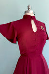 Burgundy Evil Eye Flutter Sleeve Dress