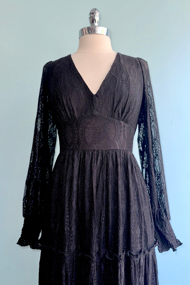 Rhea Black Lace Midi Dress by Hell Bunny