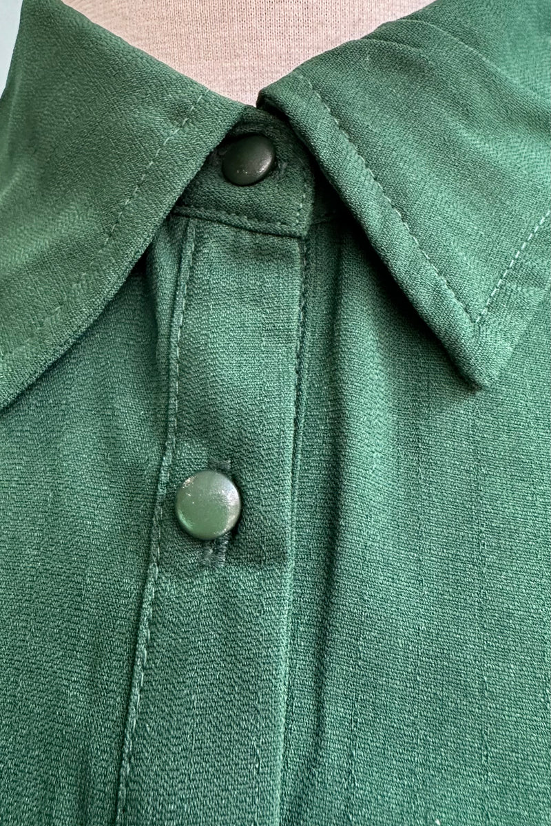 Lantern Sleeve Button Down Blouse in Emerald