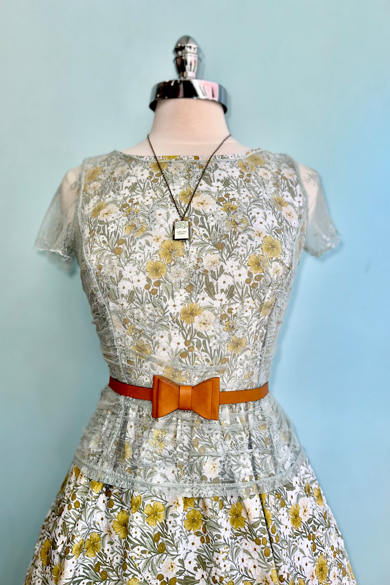Sage Ruched Short Sleeve Mesh Top