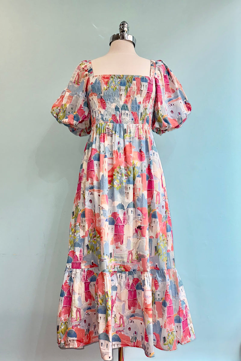 Countryside Balloon Sleeve Midi Dress