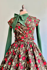 Red and Green Poinsettia Greta Dress by Retrolicious