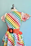 Rainbow Checks Sleeveless Ruffle Dress