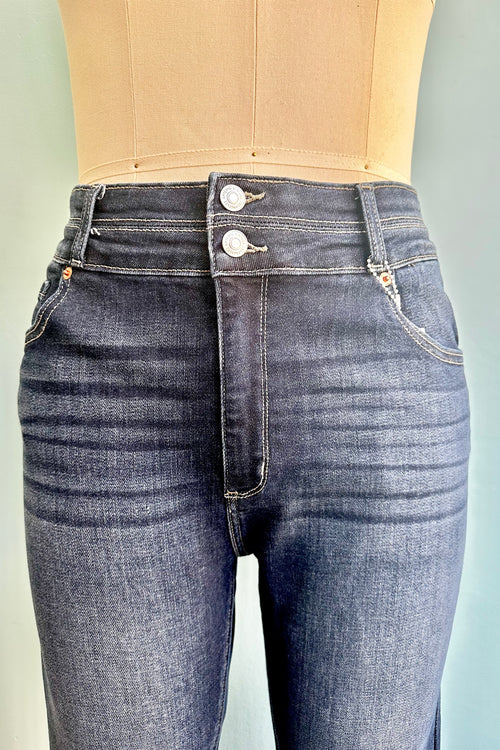 Double Button High Waisted Bootcut Jeans by Artemis Vintage