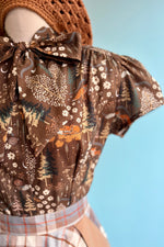 Brown Fox Estelle Tie-Neck Blouse by Heart of Haute