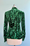 Green Velvet Tie-Neck Blouse