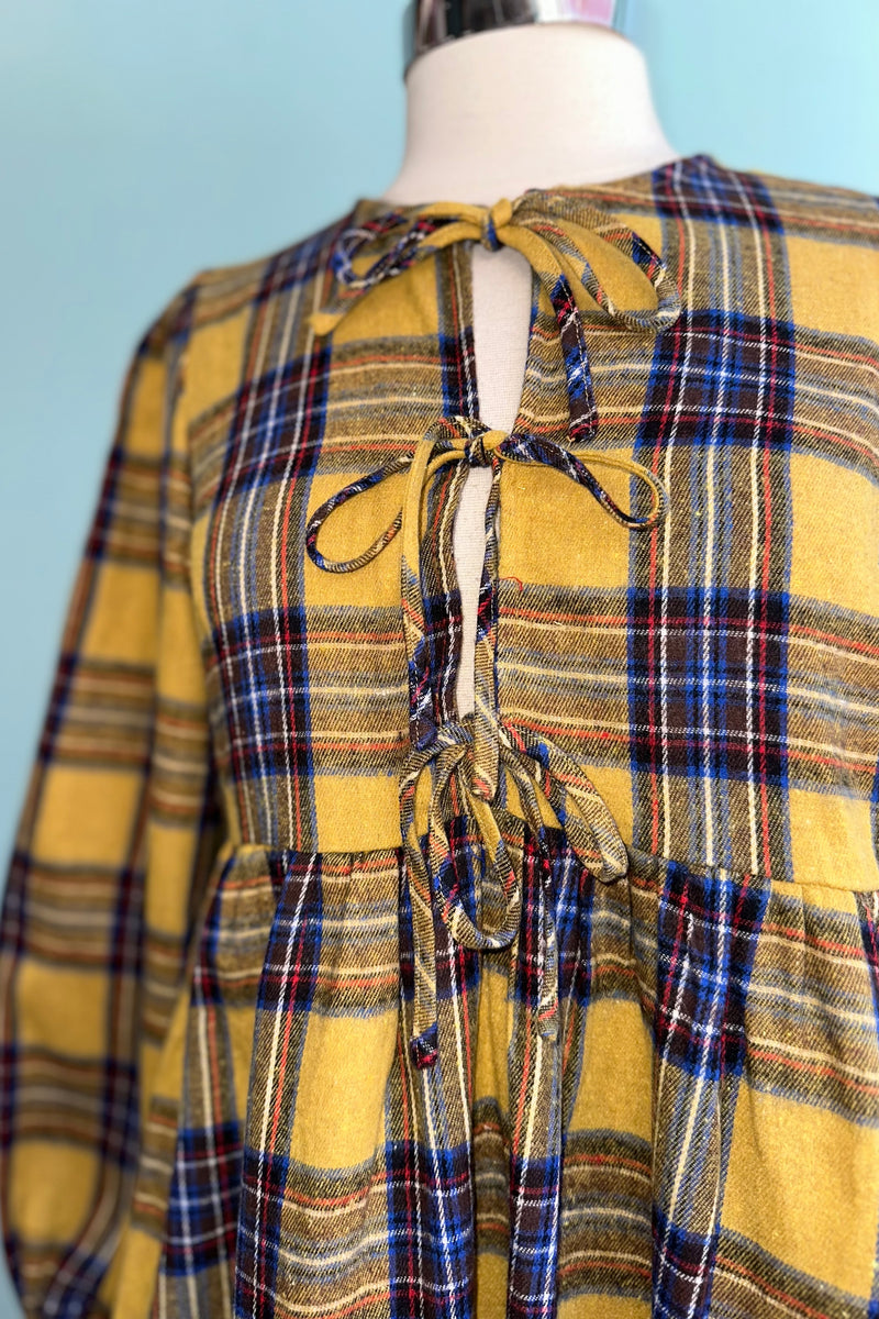 Final Sale Mustard Plaid Flannel Mini Dress Modern Millie Final Sale Mustard Plaid Flannel Mini Dress Modern Millie