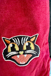 Burgundy and Black Spooky Cat Corduroy Mini Skirt