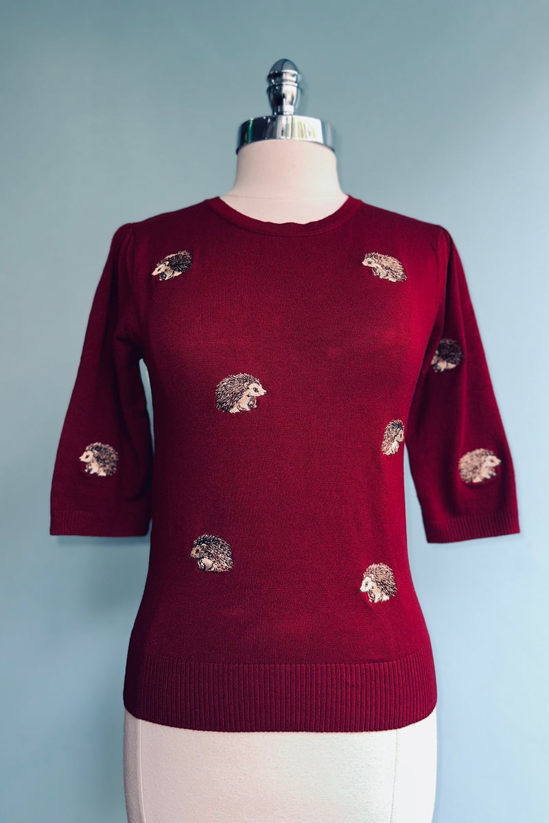 Happy Hedgehogs Embroidered Sweater by Voodoo Vixen