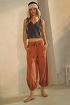 Washed Rust French Terry Cropped Bubble Pants