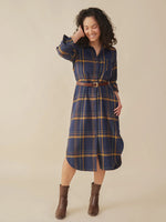 Sutton Navy and Yellow Plaid Dress by Mata Traders