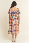 Checkered Tulip Print Midi Dress