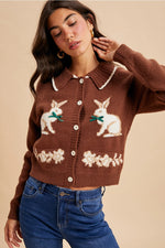 Bunny Cardigan Sweater in Chestnut