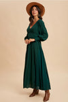 Lace Panel Maxi Dress in Emerald