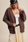 Textured Sleeve Cardigan in Mocha
