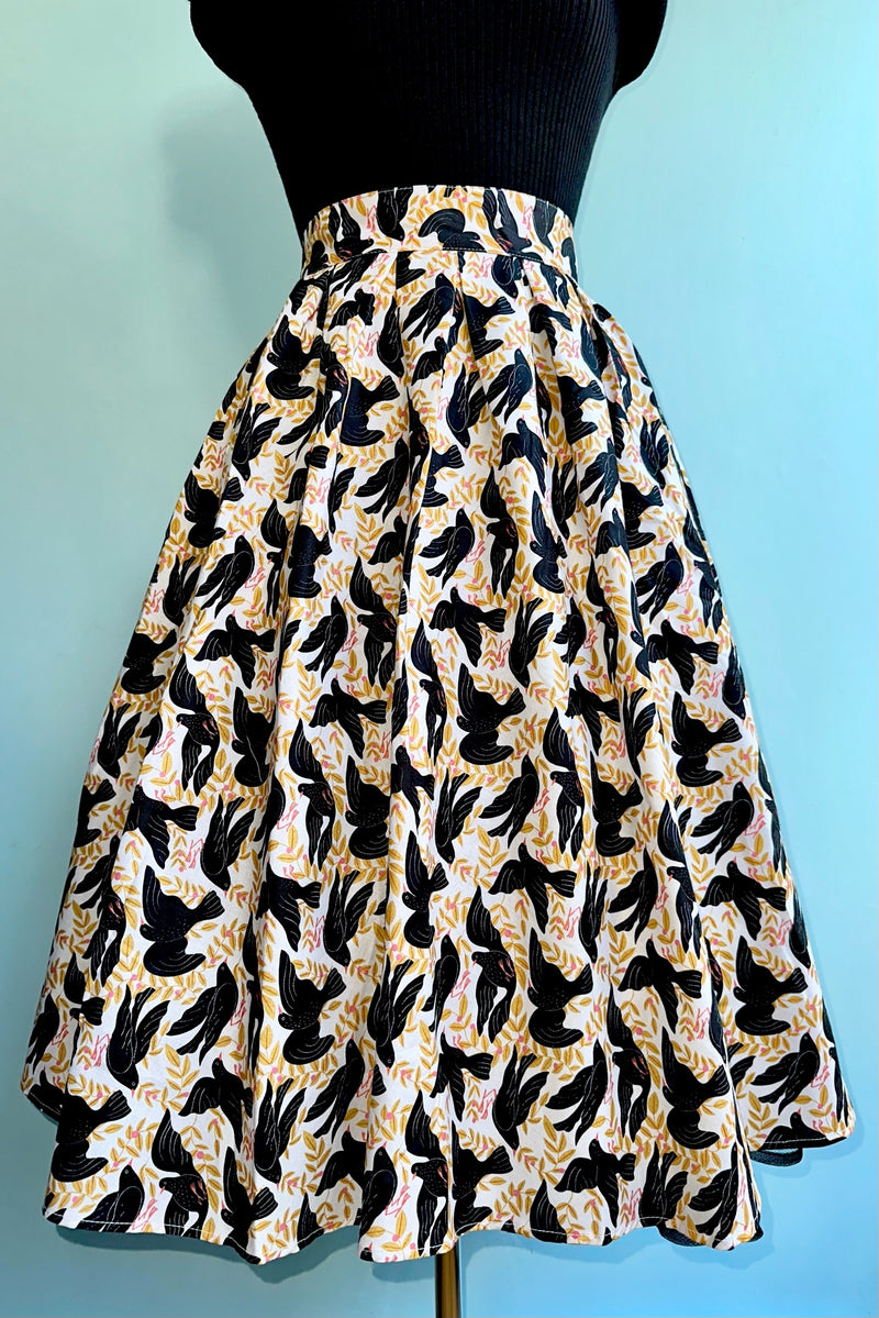 Crows and Leaves Doris Skirt by Retrolicious