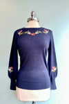 Navy Floral Neckline Carla Sweater by Banned