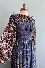 Blue Paisley Smocked Maxi Dress by Timeless London