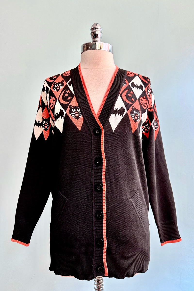 Argyle Halloween Long Cardigan Sweater