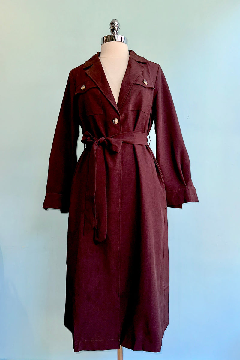 Belted Trench Coat in Chestnut